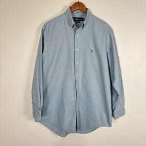 Ralph Lauren Men 16.5-33 Thick Cotton Blue White Check Gingham Button Down Shirt